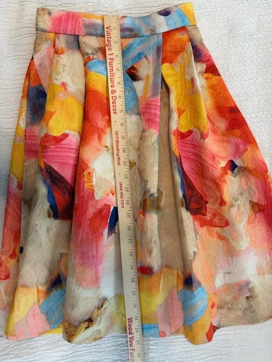 H&M Multicolor Abstract A-Line Skirt in Coral, Yellow & Blue - Picture 10 of 10